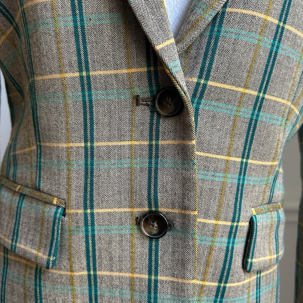 United Colors Of Benetton Plaid Vintage Blazer, Size 4 - Picture 3 of 8